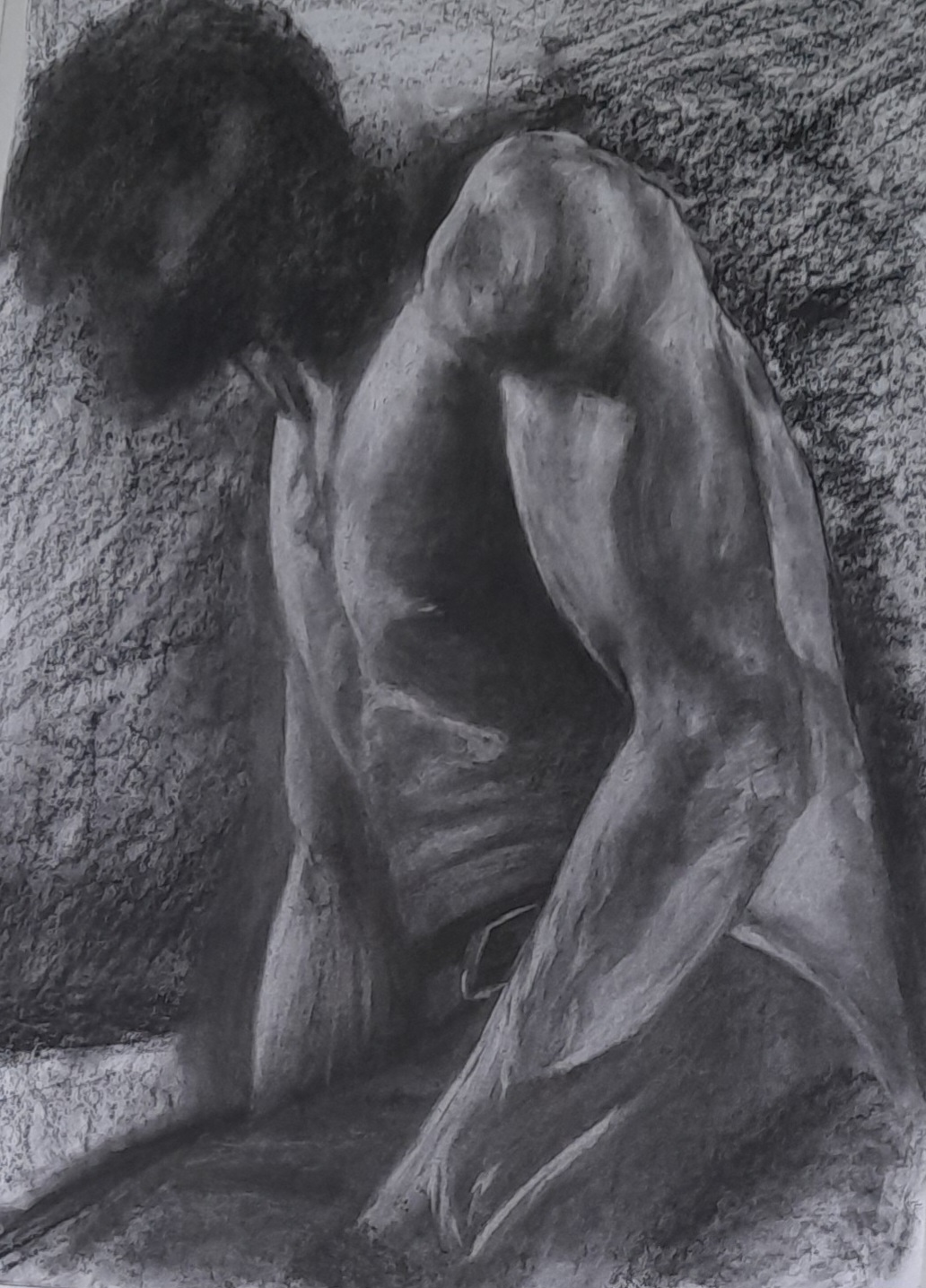 drawing of leaning man