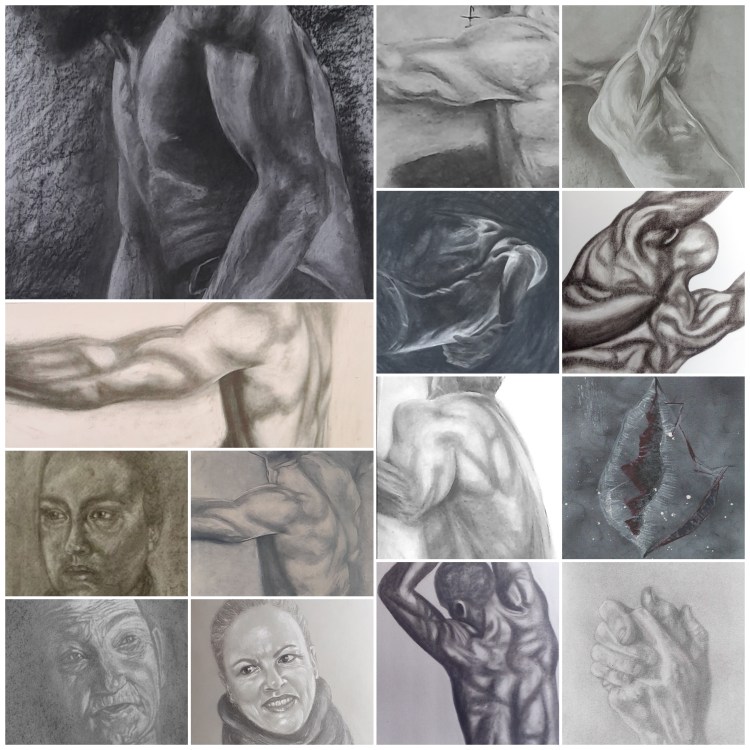 Collage of numerous figurative and portrait art pieces